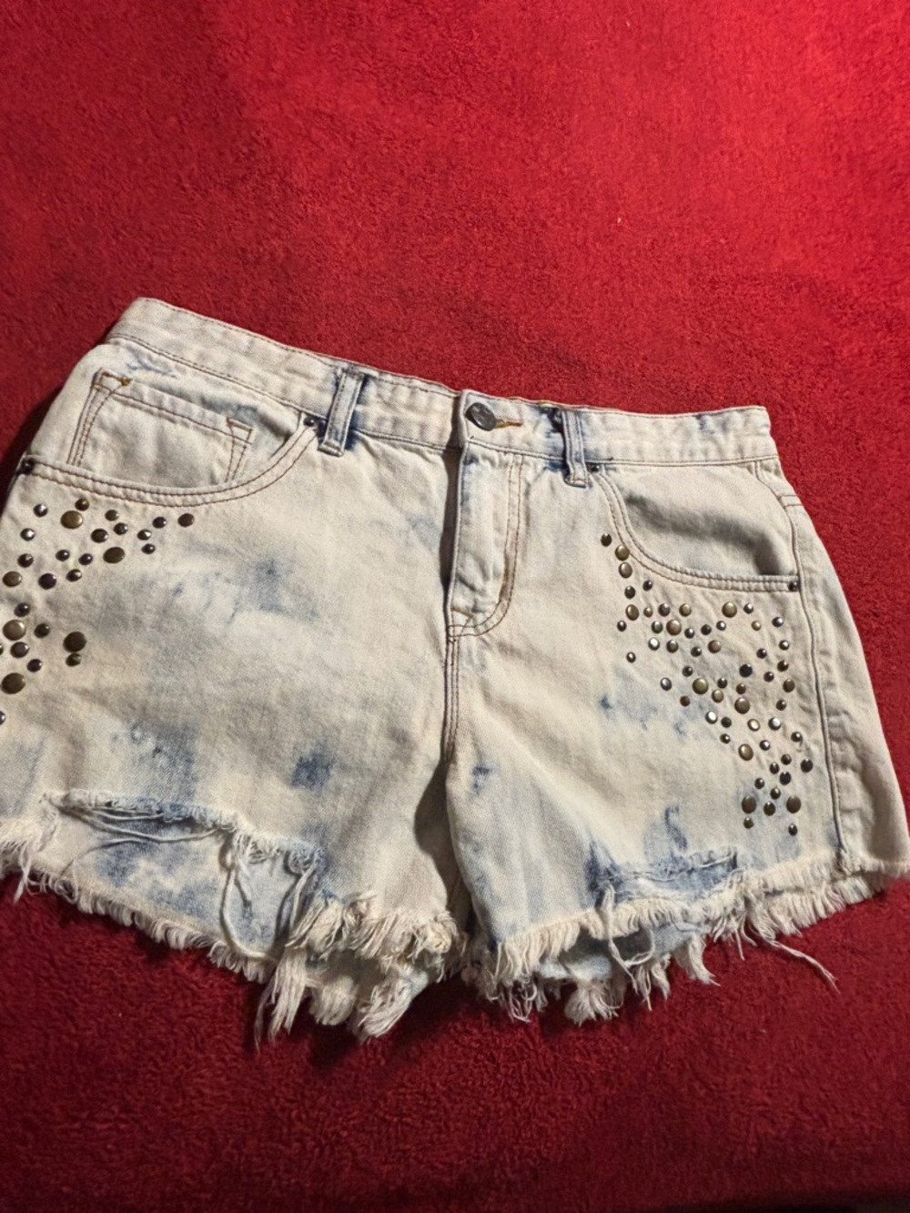 BDG Studded  Light Wash Denim Shorts - Women's Mid Rise 29x3